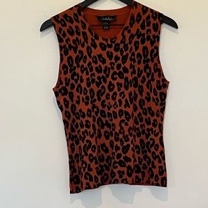 Nicole Miller cheetah print sweater sleeveless top
